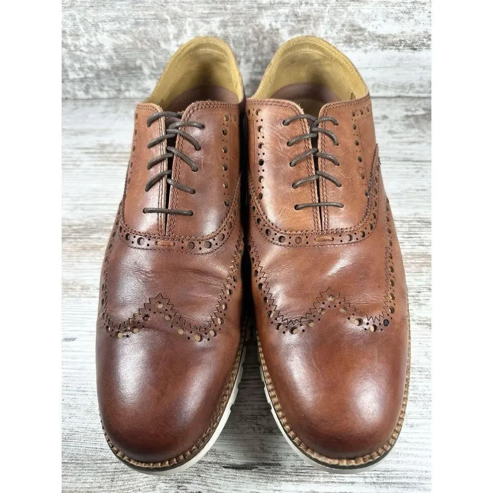Men's Cole Haan ZeroGrand Brown Leather Wingtip Oxfords Sz 11M EUC!